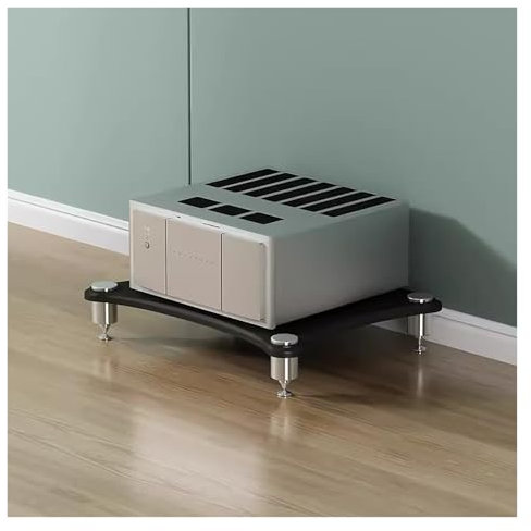 SXYKXYDL Stereo-Medienregal für kleine Räume, 1-, 2-, 3-, 4-stufige Audio-Rack-Geräteschränke, Entertainment-Stereokomponenten für Küche, Wohnzimmer, Schlafzimmer (schwarz, 60 x 48 x 10 cm)