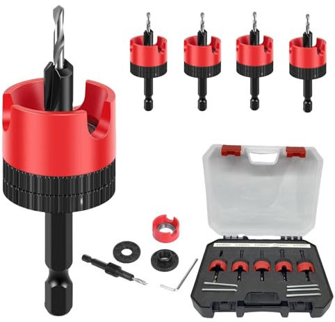 Magicbox 5 Stück Bohrer mit Senker mit Tiefenanschlag und Begrenzer, Einstellbare Konische Bohrer (2.8-4.0mm), High Speed Stahl & Wolfram Legierung für Sauberes, Scharfes Bohren, Tragbare Box