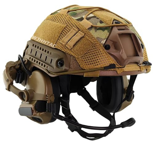 Casque Fast Militaire 5MM Renforcé avec Écouteur Tactique et Housse Camouflage - Équipement de Combat pour Adultes (sans Réduction de Bruit)