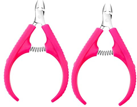 GANAZONO Tijeras para Cutículas para Manicura y Pedicura Pack de 2 Piezas Profesional de Acero Inoxidable Mango de Plástico, Herramienta para Recortar Células Muertas