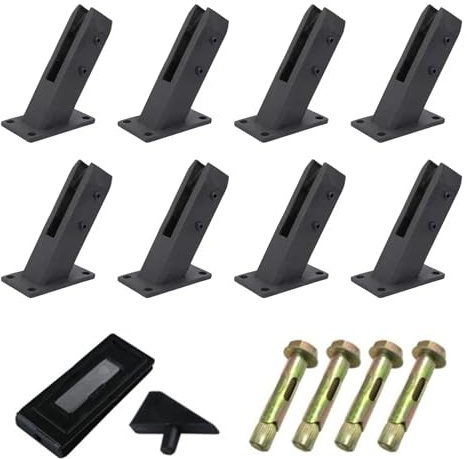 Lot de 8 pinces à verre robustes en acier inoxydable 304 pour escaliers - Convient pour poteaux de garde-corps de 8 à 13 mm d'épaisseur - Pour la maison et le jardin