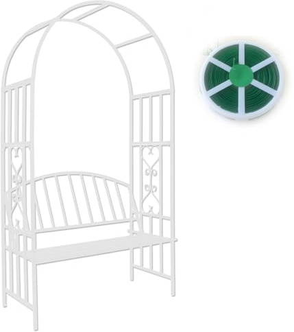 ZCFLWR Arche de Jardin en Treillis avec Banc, tonnelle de Mariage en métal Robuste pour Plantes grimpantes, pergola d'extérieur et d'intérieur, décoration de Patio, Fil de Fer Gratuit (Blanc)