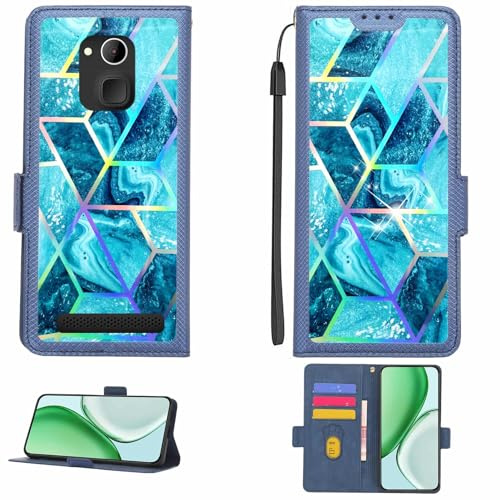 Aroepurt Case Compatible for IQU SMARTEasy Q50 Seniors Smartphone Phone Case Flip Cover [with Tempered Glass Screen Protector][RFID Blocking][Colorful Reflect Light] LPT-LS