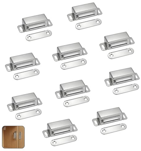 10 Cierres Magnéticos Resistentes Para Puertas De Armarios Y Cajones, Imanes Para Puertas De Muebles Con Tornillos, Imanes Robustos Para Armarios Como Cierrapuertas Para Cocina, Baño Y Salón.