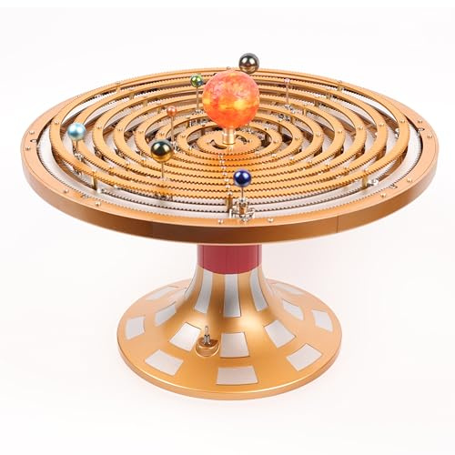 Motorisiertes Metall-Sonnensystem-Modellbausatz, 600+ Präzisionsteile, mechanische Orrery mit LED-Sonne, STEM Astronomie Engineering Bauset für Erwachsene, Planetarium, Schreibtisch-Display