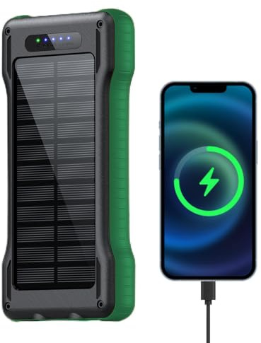 Batterie Externe Solaire 10000mAh Batterie Externe Camping | Chargeur Solaire pour Téléphone Pour Femmes Campeuses Randonneuses Voyageuses Festival De Musique Randonnée Sac À Dos Plage