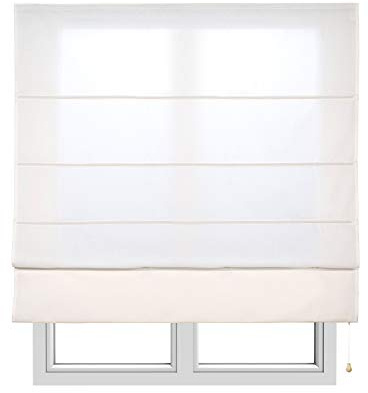 STORESDECO Raffrollo mit Stangen 250H x 105B - Waschbares Faltrollo zum Bohren inkl. Montagematerial - Lichtdurchlässige Roman Blinds mit Kindersicherung für Fenster & Türen - Gardinen Rollo Küche