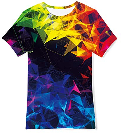 TUONROAD 3D-t-shirt för pojkar och flickor, sommar, casual, kortärmad t-tröja för barn, geometrisk, 13-14 År