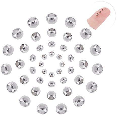 UNICRAFTALE 4 Tailles Environ 400 pièces Perles à Écraser 304 Perles à Sertir en Acier Inoxydable Couvre Les Perles Embout de Perles Couvre Les Sertissages pour la Fabrication de Bijoux