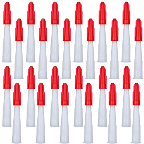 AHUNTTER 96PCS Caulk Nozzles Caps Set for Silicone Sealant, Re-sealable Mastic Spare Cartridge Nozzles Screw Covers 48 White Caulking Nozzles + 48 Red Caulk Caps Nozzle Caps for Caulking Gun