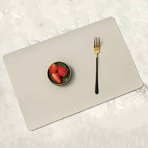 Gualiy Set di 2 Tovagliette Sottopiatto Quadrato, Tovaglietta 45x30CM Pelle Quadrato Tovagliette per Pranzo Beige Grigio