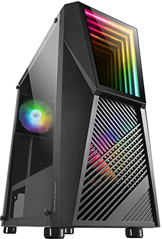 Mars Gaming MC777, Caja PC Gaming ATX, Infinity Mirror ARGB, Cristal Templado, 2X Ventiladores 120mm ARGB, Negro