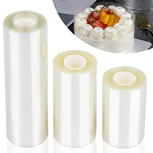 Powmag 8cm/10cm/15cm Hoch * 10m Tortenrandfolie Wiederverwendbar, Transparent Rolle Kuchen Halsbänder, Transparent Acetat Rolle für Tortendeko für Tortendeko Schokolade Mousse Dessertringe