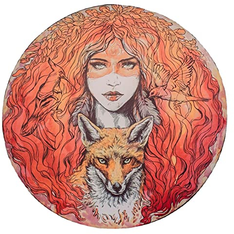 MISNODE Schamanentrommel, 10 Zoll Schönheit und Wolf Schamanentrommel, handgefertigte Schamanentrommel mit Schlagzeugstock, ein Seelengeschenk für Schamanenwerkzeuge, Musikliebhaber,