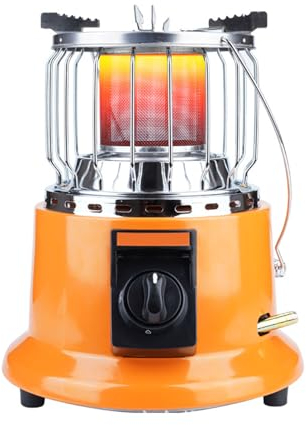 Chauffage Au Gaz Butane Portable, Mini Chauffage De Tente Au Propane, Réchaud À Gaz Butane Compact 2 en 1 Allumage Automatique 1.7 KW, Chauffage Au Carburant De Camping pour Tentes,Orange