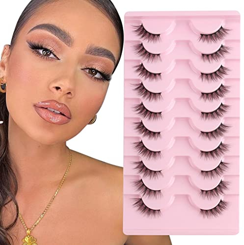 Parriparri Ciglia Finte Naturali 10 Paia Mezze Ciglia Finte Occhio di Gatto Aspetto Naturale Wispy Half Lashes Cat Eye Corner Eyelashes