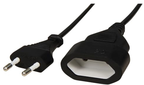 MC Power - Netzkabel Verlängerungskabel 10 Meter | Verlängerung Eurostecker - Euro-Kupplung Typ-C Steckdosenverlängerung für PC Computer, Monitor, Lampen schwarz