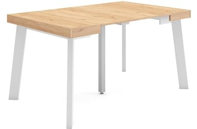 Skraut Home | Ausziehbarertisch | Multifunktionaler ausziehbarer | 140 | Für 6 Gäste | Hölzerne Beine | Moderner Stil | Eiche