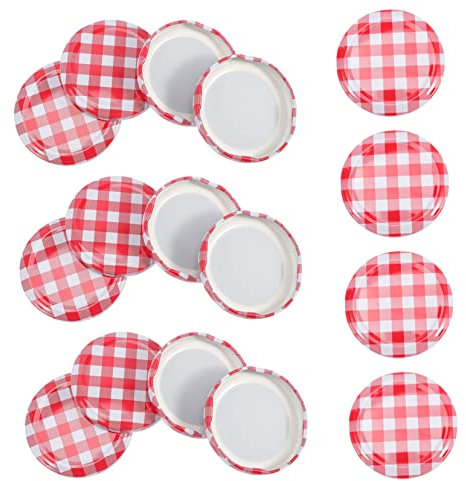 GRIRIW 40pcs Jam Jar Covers Screw Lids with Airtight Seal for Pantry and Refrigerator Storage