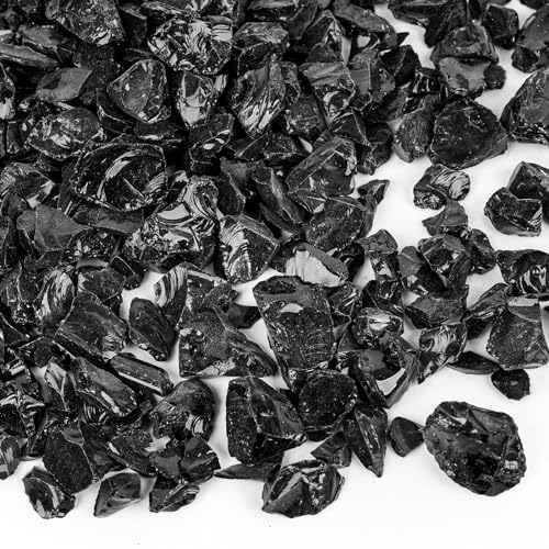 DomeStar Braciere in vetro, 4,5 kg, nero, frantumato, per propano, braciere, braciere, rocce di vetro