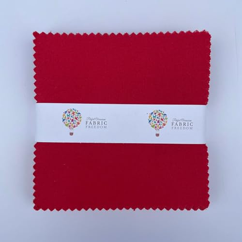 100 % Baumwolle, einfarbig, 42 Stück, 12,7 cm, Charm-Packung, Bündel, Basteln, Nähen, Quilten, Patchwork, Wimpelkette, Stoff (rot)