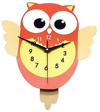 MAGICLULU 1stück Cartoon Eulen Wanduhr Kinderzimmer Dekoration Kreative Eule Wandhängende Uhr Ticken Für Schlafzimmer Und Spielzimmer