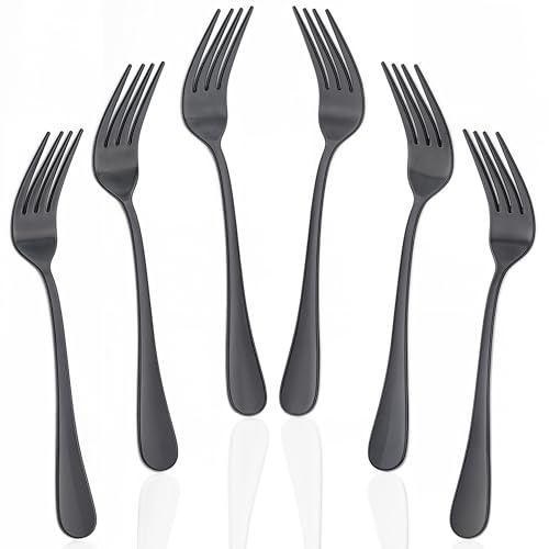 Fourchette noire acier inox set 6 pieces 21 cm durabilite et polyvalence facile a nettoyer et lavable au lave-vaisselle Ideal pour la cuisine domestique et professionnelle