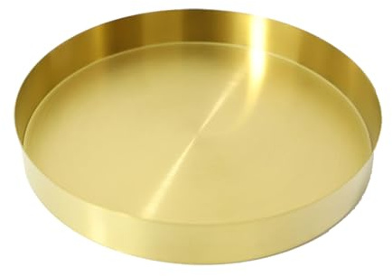 18CM Metal Tray,Gold Round Tray Metal Decorative Storage Organizer Tray,Stainless Steel Organizer Plate