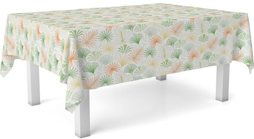 ECOMMERC3 Nappe en Toile cirée rectangulaire Taille 100x140 cm - Style, durabilité et Facile d'entretien pour Votre Table - Nappe en Toile cirée Anti-Taches et imperméable PALMITO Vert
