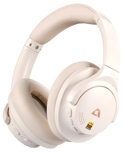 1Mii Y8+ Casque Bluetooth sans Fil à Réduction de Bruit Active Hybride, Son LDAC Hi-Res Audio, 75H d'Autonomie, EQ in App, Confortable et Pliable Casque Over-Ear - Blanc Crème