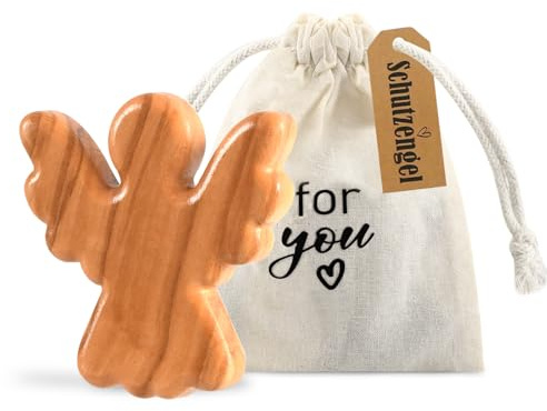Guardian Angel Christliche Geschenke Schutzengel Figur, Handschmeichler Holz Olivenholz Taufe Glücksbringer Prüfung Schutzengel Geschenk für Familie Freunde Patient