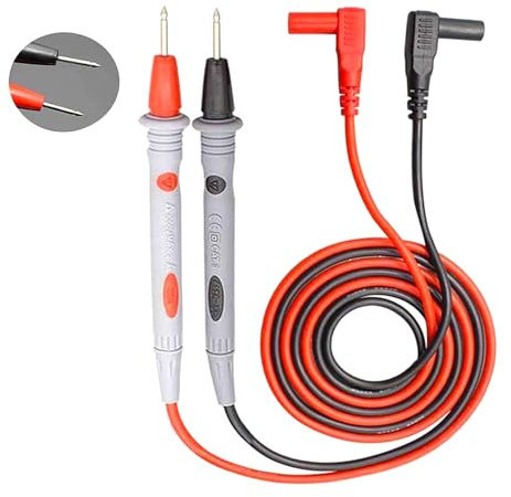 1 par de cables de prueba resistentes multímetro 1,2 m, 1000 V/20 A/CAT III/IV, rojo y negro, juego de puntas de medición para multímetro, cable de medición