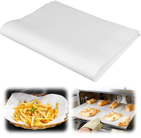 Orixo 100 Feuilles Papier Sulfurisé, 33 x 23 cm Antiadhésives, Résistant à La Chaleur, Pour Friteuse, Four, Barbecue