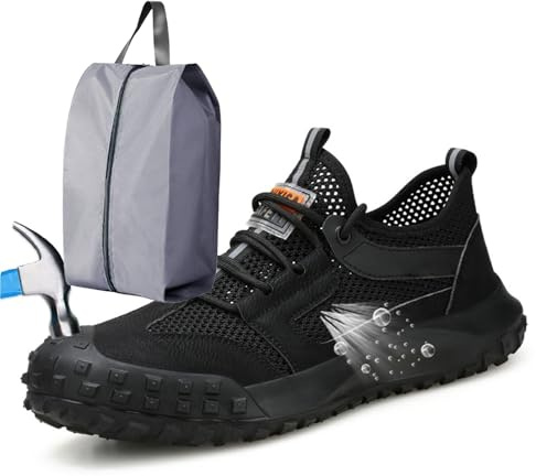 Scarpe di Sicurezza con Punta in Acciaio - Uomo & Donna, Scarpe Antinfortunistiche Leggere e Traspiranti ,Scarpe da Lavoro Estive Antiscivolo & Antiperforazione Per Edilizia e Industria(C,43 EU)