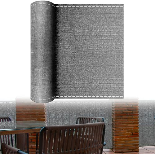 YRHome Malla de sombra de 150 g/m² – resistente a los rayos UV – Protección visual resistente a la intemperie para vallas, balcones, HDPE, 2 x 10 m, color gris