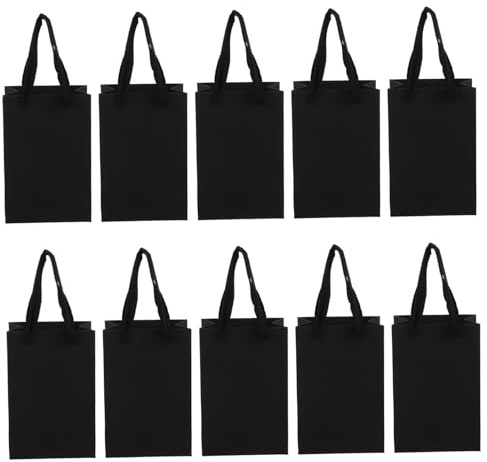 Gatuida 10 Stück Schwarze Geschenkbeutel aus Papier mit Tragegriff Praktische und Vielseitige Geschenktüten für Geburtstag Hochzeit und Geschenkverpackung