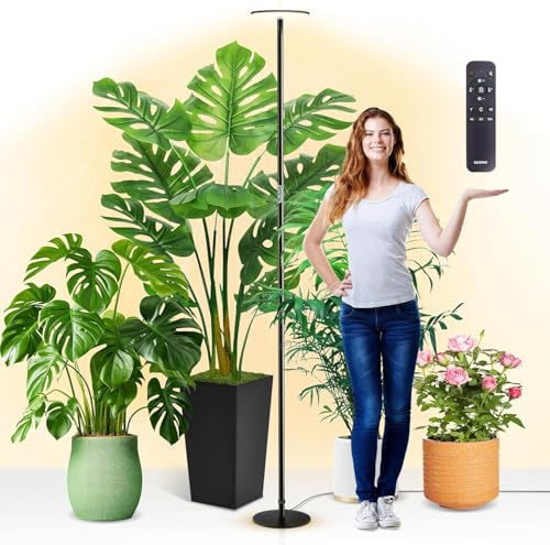 chiphy LED Pflanzenlampe, 216 cm, 40W Vollspektrum, Timer-Funktion, 10 Helligkeitsstufen, Höhenverstellbar, Schwarz, ideal für große hohe Pflanzen