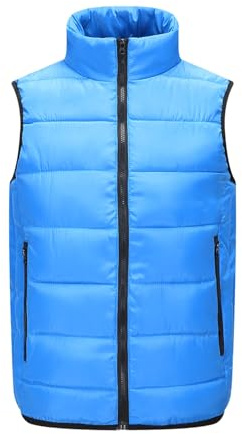 Men Gilet Lightweight Quilted Puffer Padded Vest Sleeveless Jacket Winter Body Warmer Bodywarmer for Golf Running Hiking Horse Riding, Sky Blue, XXL