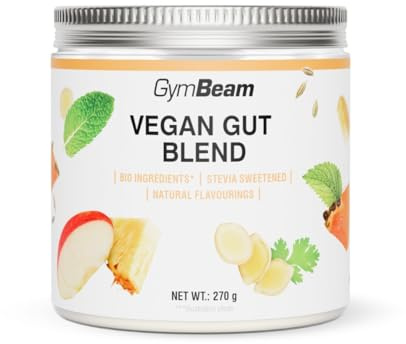 GymBeam Vegan Gut Blend - Miscela Probiotica Completa, 11 Ingredienti Funzionali con 8 Ceppi Probiotici (CFU), Inulina, Fibra di Mela e Finocchio, Bevanda Vegana, 270 g