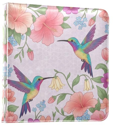 Reiacy Album fotografico grande autoadesivo – ibisco fiore colibrì fai da te libro dei ricordi in pelle – raccoglitore ad anelli ricaricabile w/20 fogli contiene 6 x 4, 7 x 5 foto per viaggi famiglia