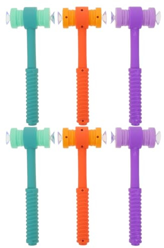 LALADEFIEE Juguetes para Martillar Ventosa para Pequeños, 6 Piezas Multicolor (Naranja, Verde, Morado), Martillos de Plástico para Desarrollo Temprano y Entrenamiento de Reacción, Obsequio