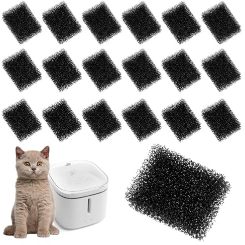 cobee 30 Pcs Pet Fountain Replacement Filter, Black Replaced Foam Filters 4 * 3 * 1cm Filter Sponge, Square Small Sponge Filters Compatible with Wireless Pump Pet Water Fountain for Cat and Dog