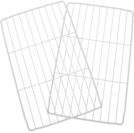 WOONEKY Étagères Métalliques Design de Circulation D'air Lot de 2 pour Congélateur Blanches Structure en Grille Rangement Facile et Usage Commercial ou Domestique