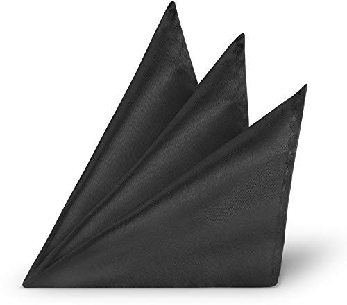 StickandShine Einstecktuch Schwarz einfarbig uni aus Polyester Ränder genäht 22 x 22 cm