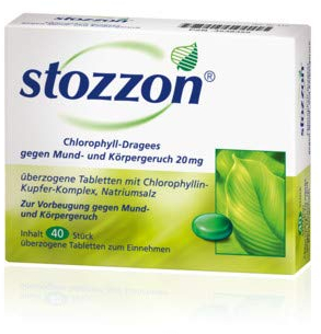 Stozzon Chlorophyll-Dragees gegen Mund- und Körpergeruch Spar-Set 2x200 Dragees. Können unangenehme Gerüche verhindern, noch bevor sie entstehen