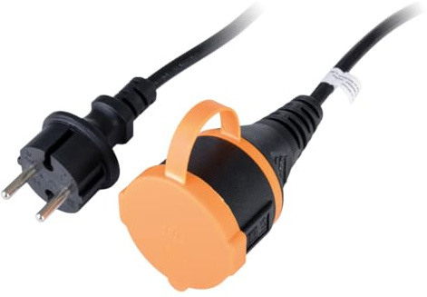 Zenitech - Rallonge étanche 2P H05VV-F 2x1,5mm² 25m avec Clip de Fixation - Orange