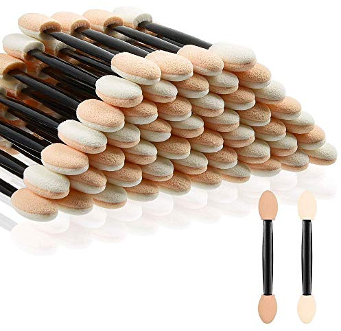 MORGLES Eyeshadow Applicators Double Sided, 50PCS Eyeshadow Brush 2.4 Inch Makeup Applicator Sticks for Women Girls, Black