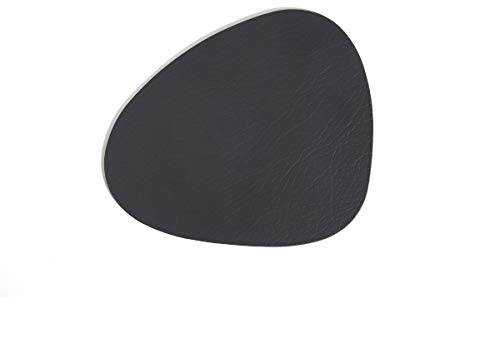 LindDNA Glasuntersetzer Curve wendbar aus recyceltem Cloud Leder in der Farbe Black/Brown mit Einer Größe von 11x13cm, 983501
