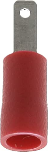 Terminale rosso piatto pre-isolato maschio rinforzato in scatola, 2,8 mm x 0,5 mm, 0,3-1,5 mm2, confezione da 100