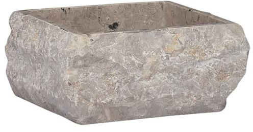 vidaXL Waschbecken Aufsatzwaschbecken Waschtisch Waschplatz Waschschale Handwaschbecken Naturstein Becken Badezimmer Grau 30x30x13cm Marmor